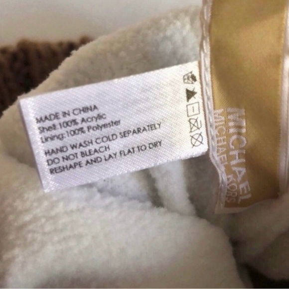 New Michael Michael Kors Hat Women’s Brown Cable Knit Lined Casual Beanie Hat main image 4